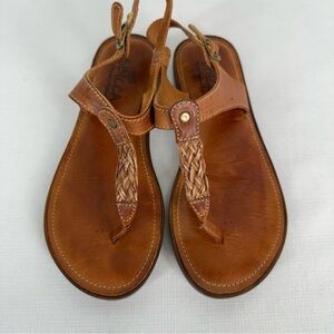 Sbicca Women’s size 8 Brown Leather Thong Ankle Strap Sandals